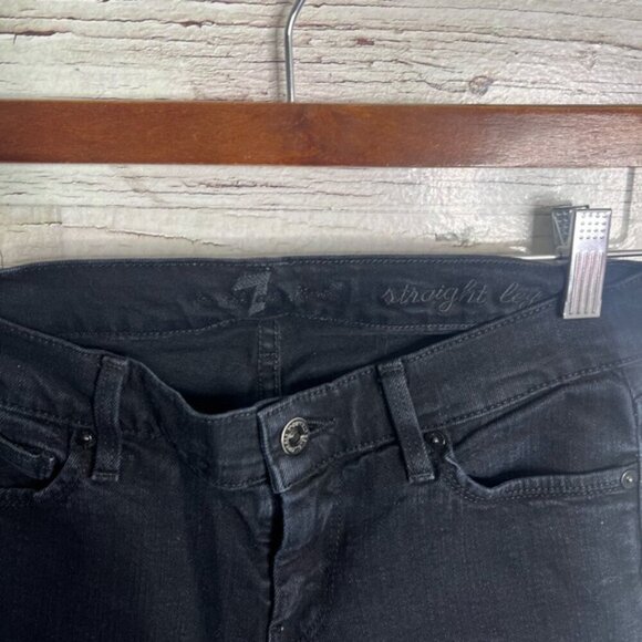 7 For All Mankind Jeans Womens 25 black Straight Leg - Picture 4 of 7